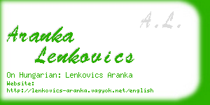 aranka lenkovics business card